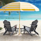 【Arttoreal】 New Adirondack-Chairs-with-Ottoman  | Folding | Retractable-Footrest | HDPE Plastic | All Weather Fire Pit Chair | Cup Holders | Blue | for Outdoor Poolside