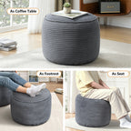 Arttoreal Bean Bag Chair with Foot Stool, 40.5" Corduroy Bean Bag Sofa for Living Room Bedroom