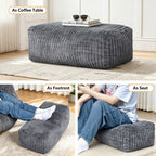 Arttoreal Bean Bag Chair with Ottoman, Corduroy Beanbag Sofa with Footrest for Adults, Grey