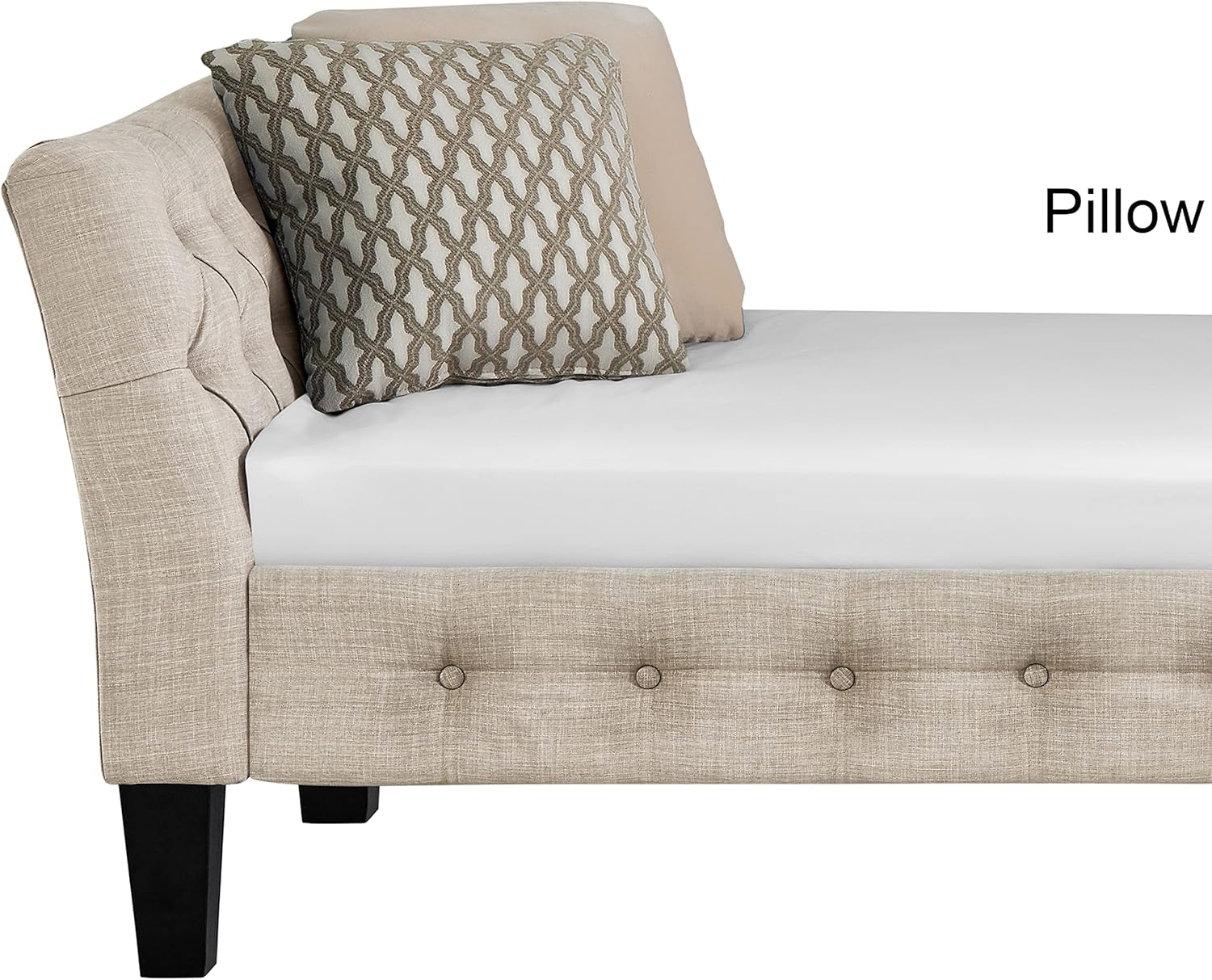 Button tufted, high quality polyester fiber cushion, wooden legs, easy to assemble, single bed, living room, bedroom sofa bed, sofa bed without backrest, warm beige