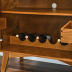 31.5 inch wine cabinet with wine glass rack, wine rack and adjustable shelves, wine cabinet, coffee bar cabinet, rustic sideboard with storage space