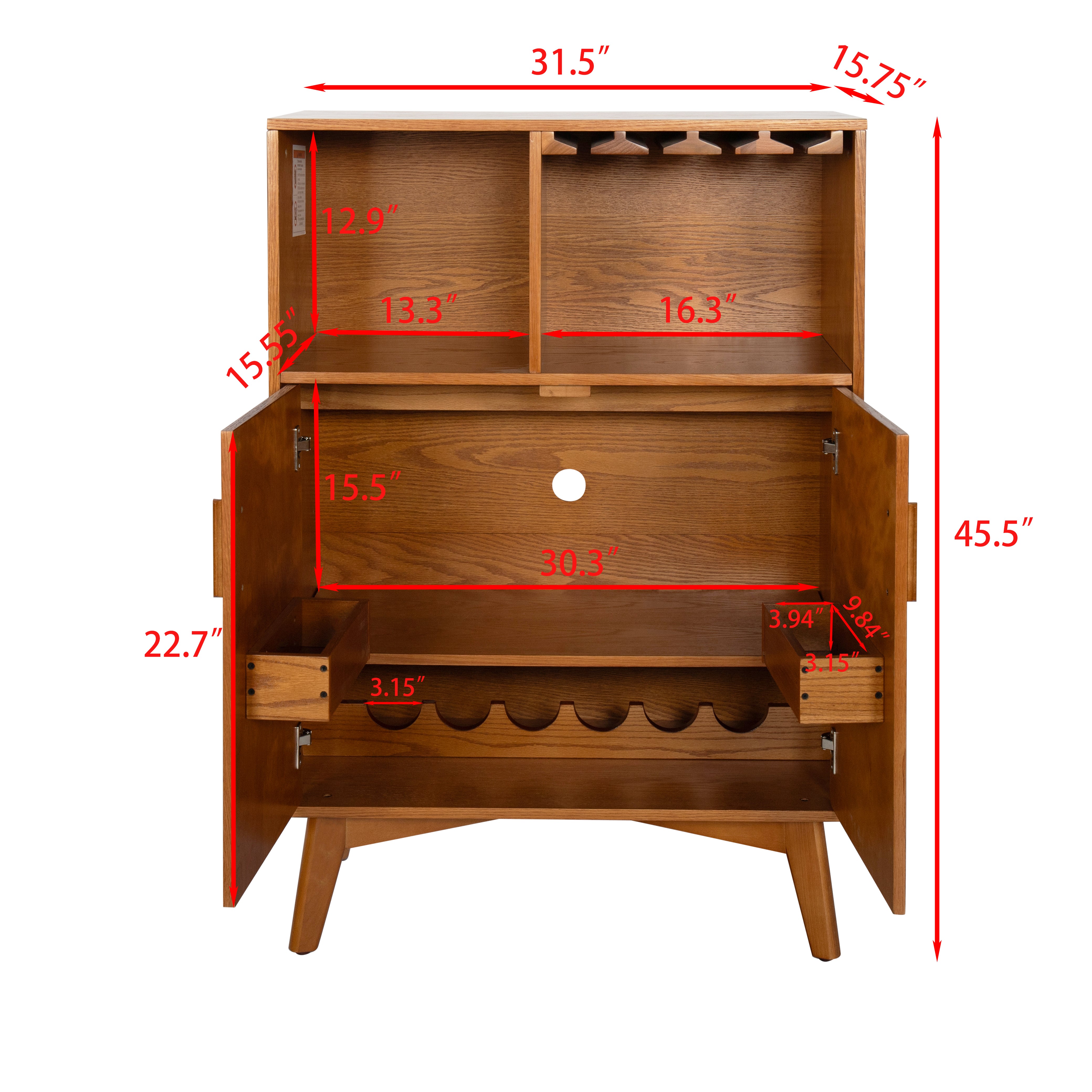 31.5 inch wine cabinet with wine glass rack, wine rack and adjustable shelves, wine cabinet, coffee bar cabinet, rustic sideboard with storage space