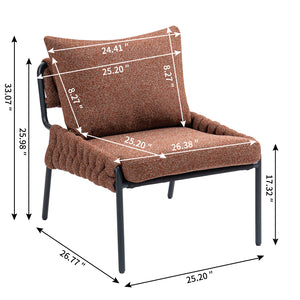 1-piece contemporary lounge chair with woven upholstery and metal frame, comfortable armchair for living room or bedroom, upholstered seat and back
