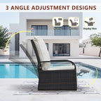 Arttoreal Outdoor Recliner Lounge Chair for Patio & Poolside – Premium Wicker Rattan Chair with Cushion and Adjustable Backrest(350 lbs Capacity)