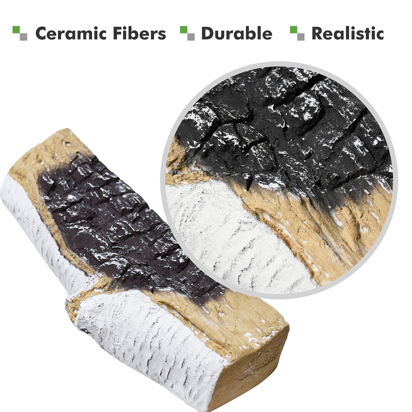 Arttoreal 5 PCS Gas Fireplace Log Birch,Ceramic Log Sets Birch Wood Style for Firepit