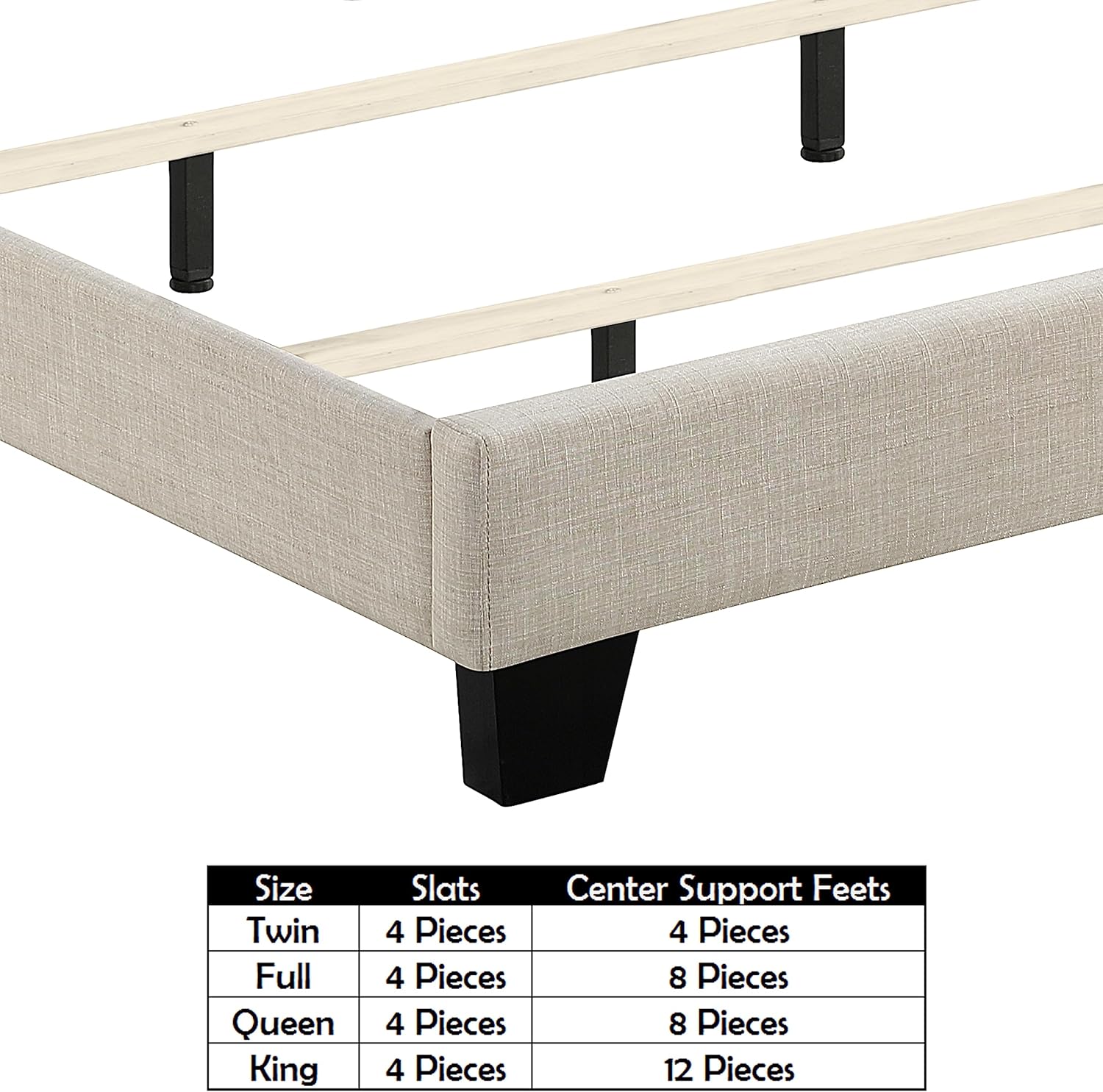 Upholstered fabric bed frame with adjustable headboard, Chesterfield style, wooden slatted supports, easy to assemble, single size