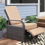 Outdoor Wicker Swivel Recliner / 360-Degree Swivel Recliner Lounge Chair/ Patio Furniture Chair