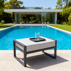 ATR Aluminum Outdoor Lounge Chair With Ottomans / All Weather Outdoor Armchair Set with Cushions(Set of 2 )