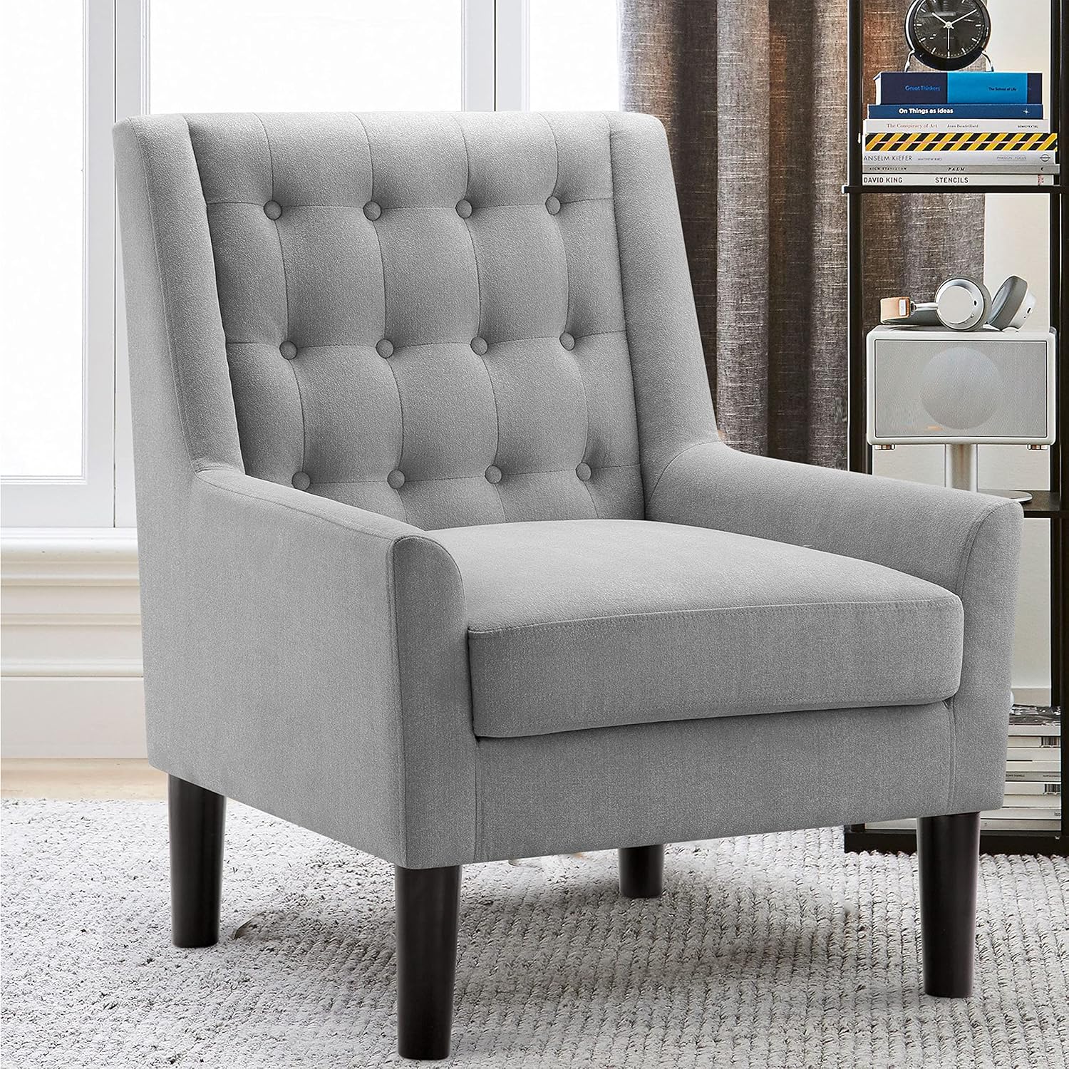 Modern Accent Chair – Tufted Upholstered Armchair for Small Living Areas