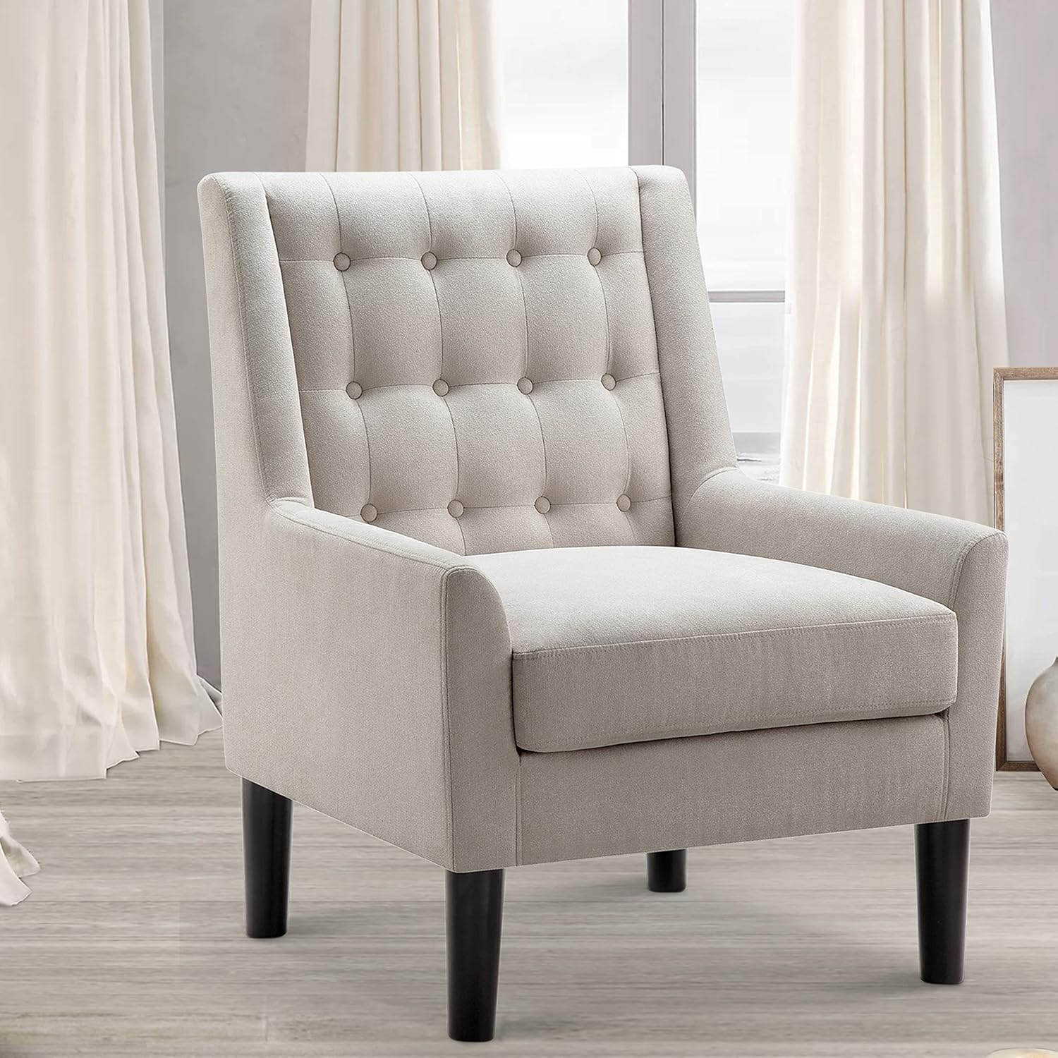 Modern Accent Chair – Tufted Upholstered Armchair for Small Living Areas
