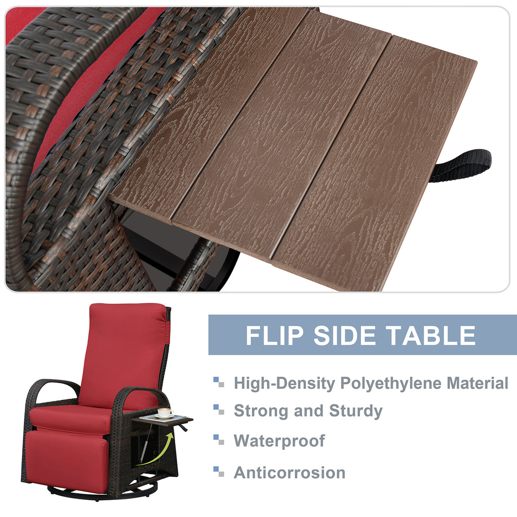 Arttoreal Outdoor Swivel Rattan Lounge Chair, 42.2 inches high,  – Indoor/Outdoor Recliner with Side Table