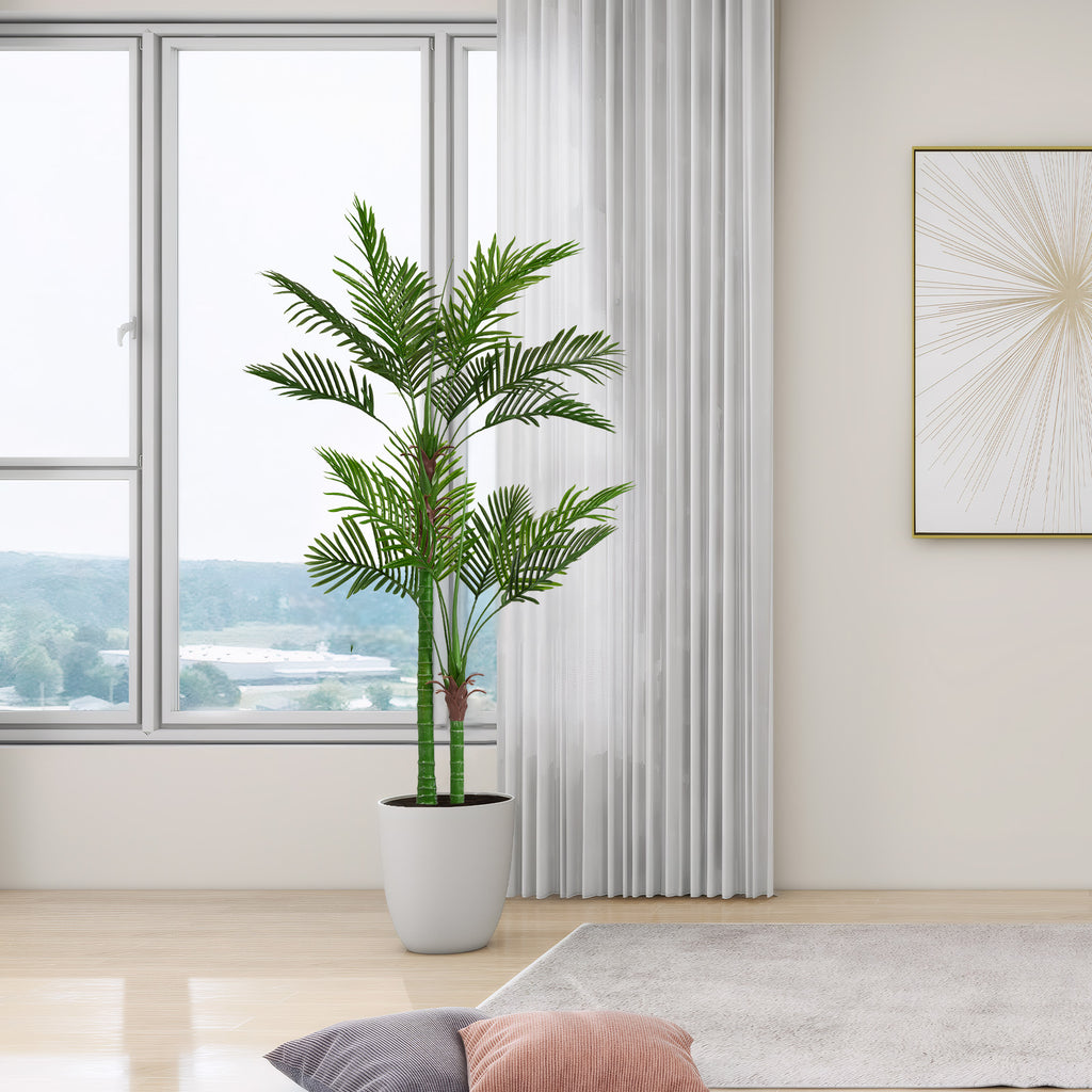Artificial Golden Cane Palm Tree, 180cm Tall Faux Areca Palm Plant in Pot for Indoor or Outdoor Home and Office Decor, Adjustable Trunk,