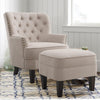 Bedroom armchair with footrest, with height adjustment and button tufting, large size, beige