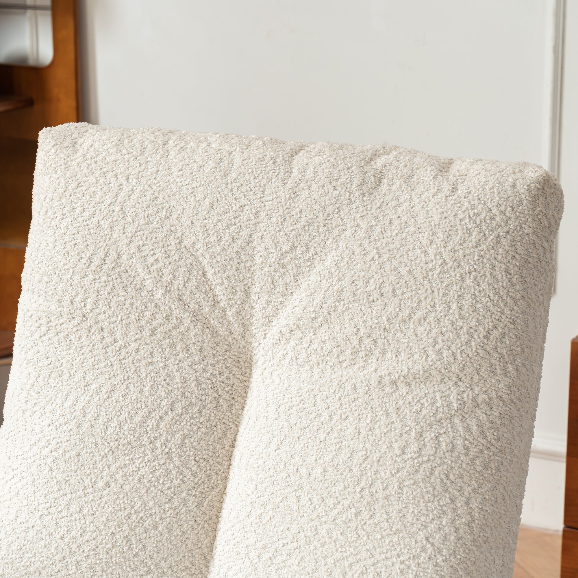 Rocking chair with footstool, high back, rubber wood rocking legs, bedroom living room