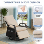 Arttoreal Outdoor Swivel Rattan Lounge Chair, 42.2 inches high,  – Indoor/Outdoor Recliner with Side Table