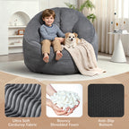 Arttoreal Bean Bag Chair with Foot Stool, 40.5" Corduroy Bean Bag Sofa for Living Room Bedroom