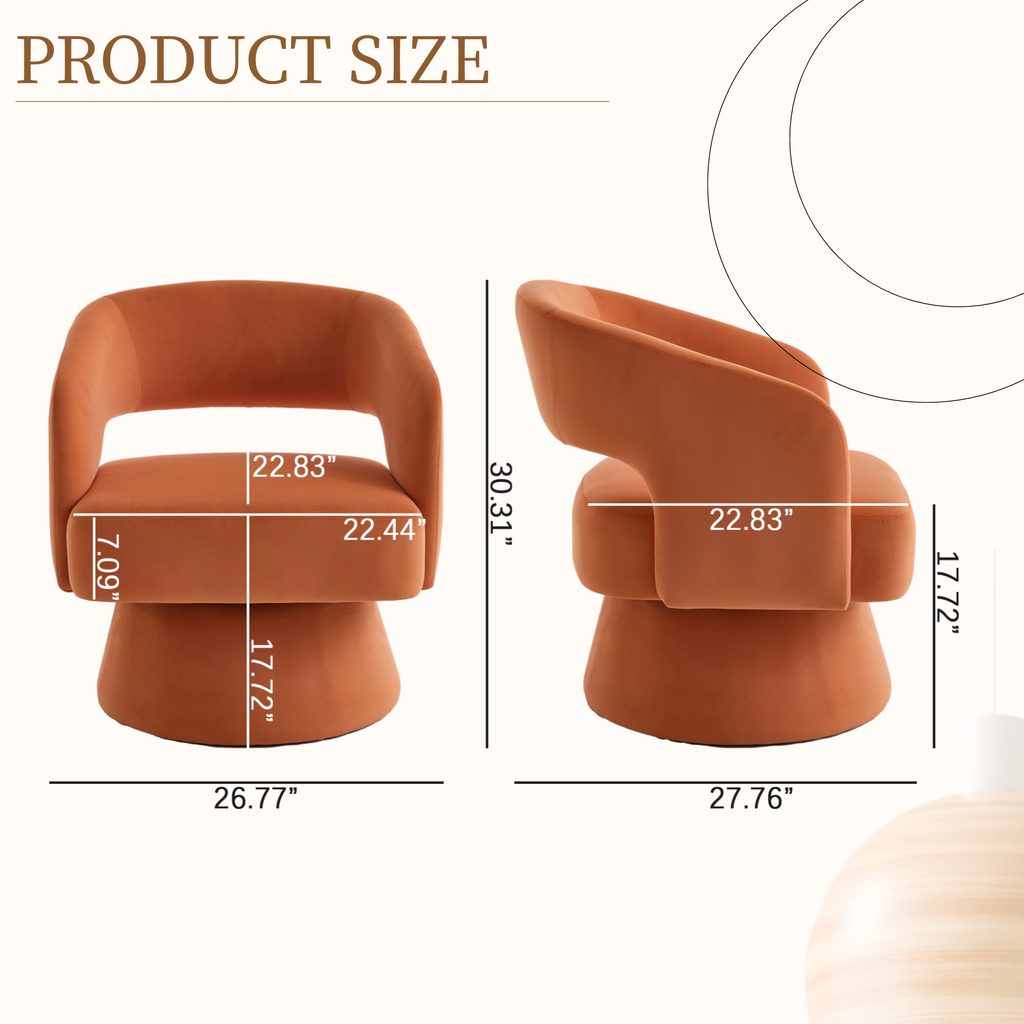 Swivel Barrel Chair, Velvet Accent Armchair 360 Degree Swivel Club Chair for Living Room Bedroom Reception Room