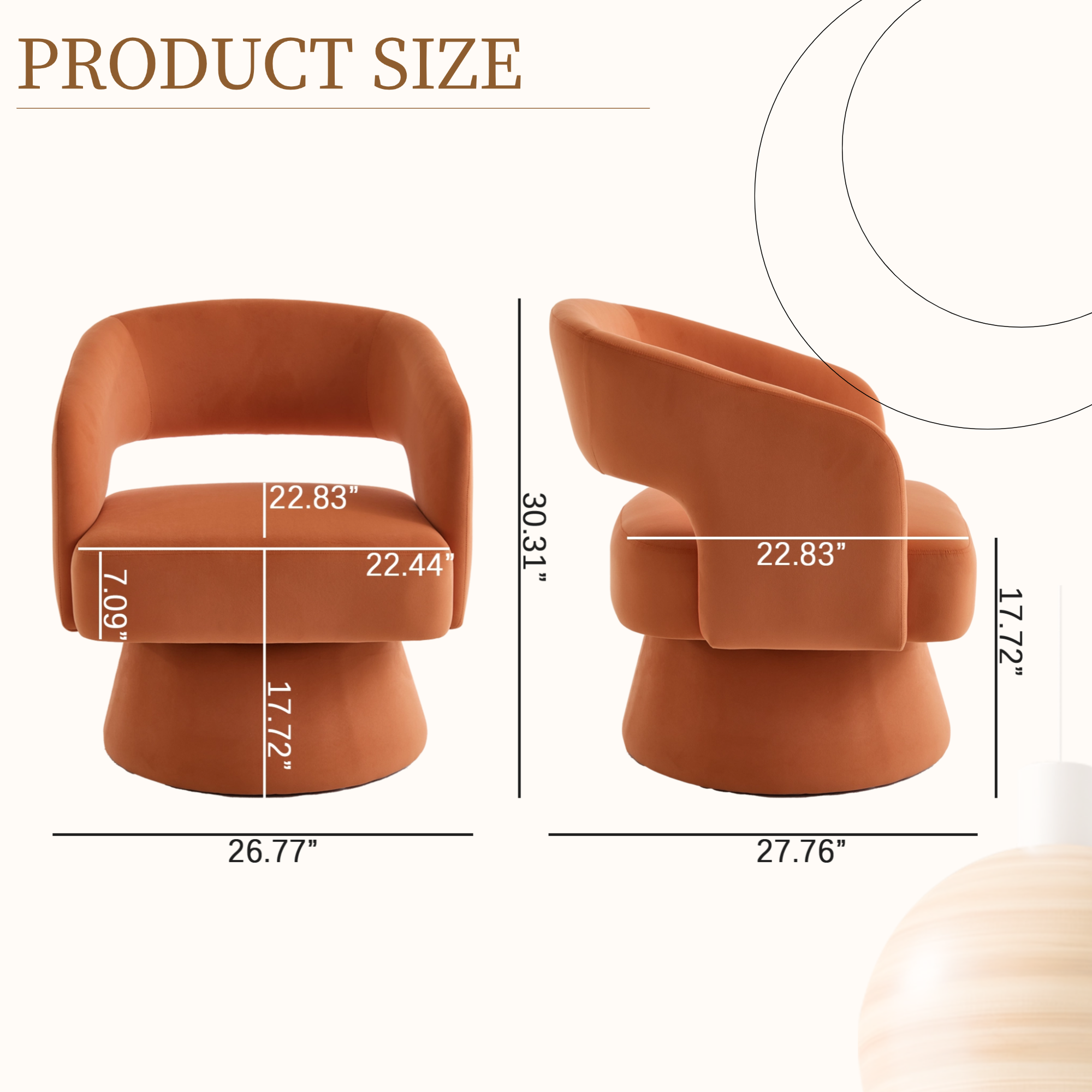 Swivel Barrel Chair, Velvet Accent Armchair 360 Degree Swivel Club Chair for Living Room Bedroom Reception Room