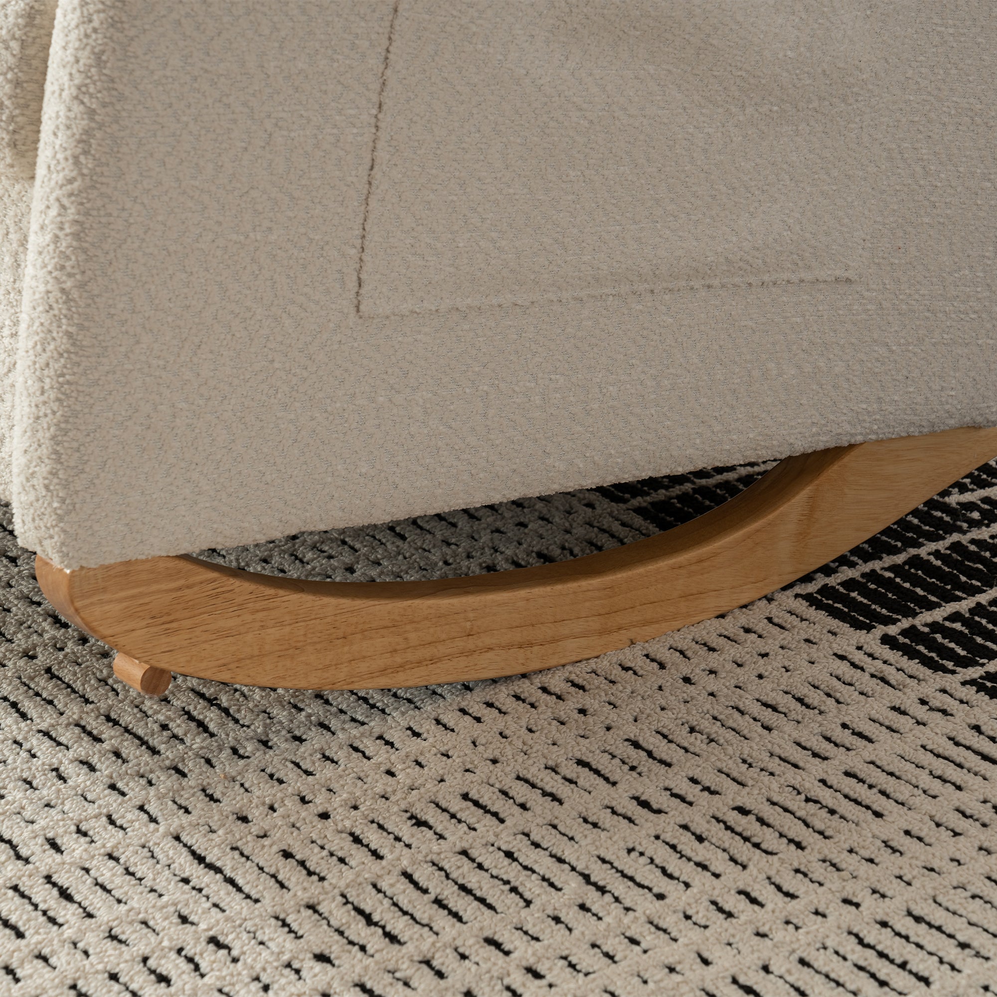 Rocking chair with footstool, high back, rubber wood rocking legs, bedroom living room