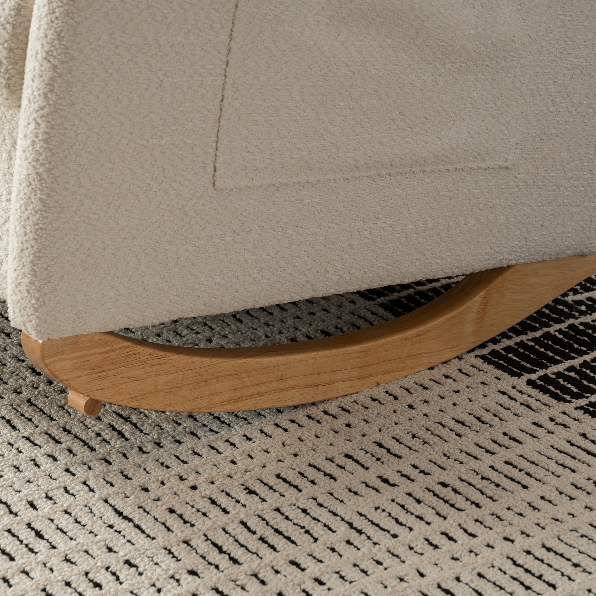 Rocking chair with footstool, high back, rubber wood rocking legs, bedroom living room