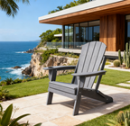 3 Pieces Folding Adirondack Chairs, Patio Fire Pit Chairs, Outdoor Weather Resistant Lounger with Cup Holder, Coffee Table for Deck, Backyard, Garden