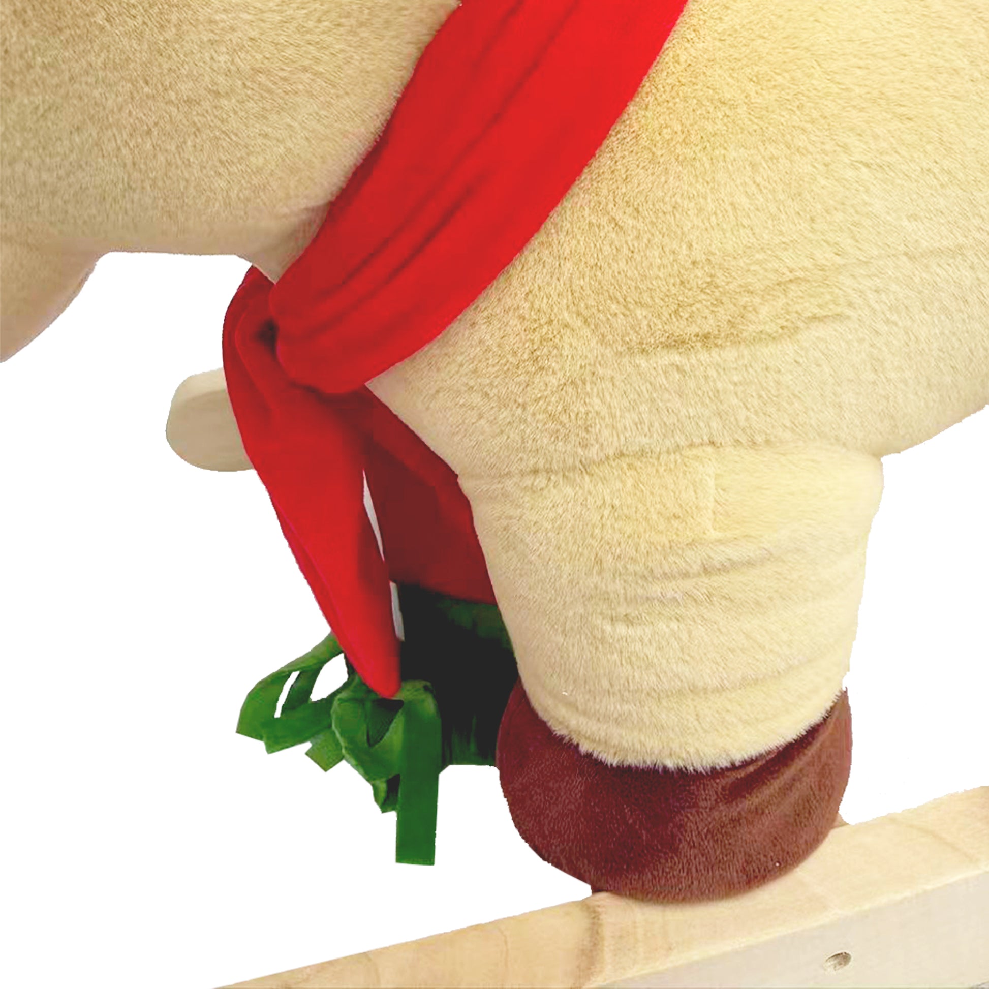 Kids Ride-On Rocking Horse Toy with Lullaby Song,Moose Rocking Toy with Hand Puppets and Safety Belt For Children 1-3 Years,Soft Plush Fabric,Apricot,CPC Certified