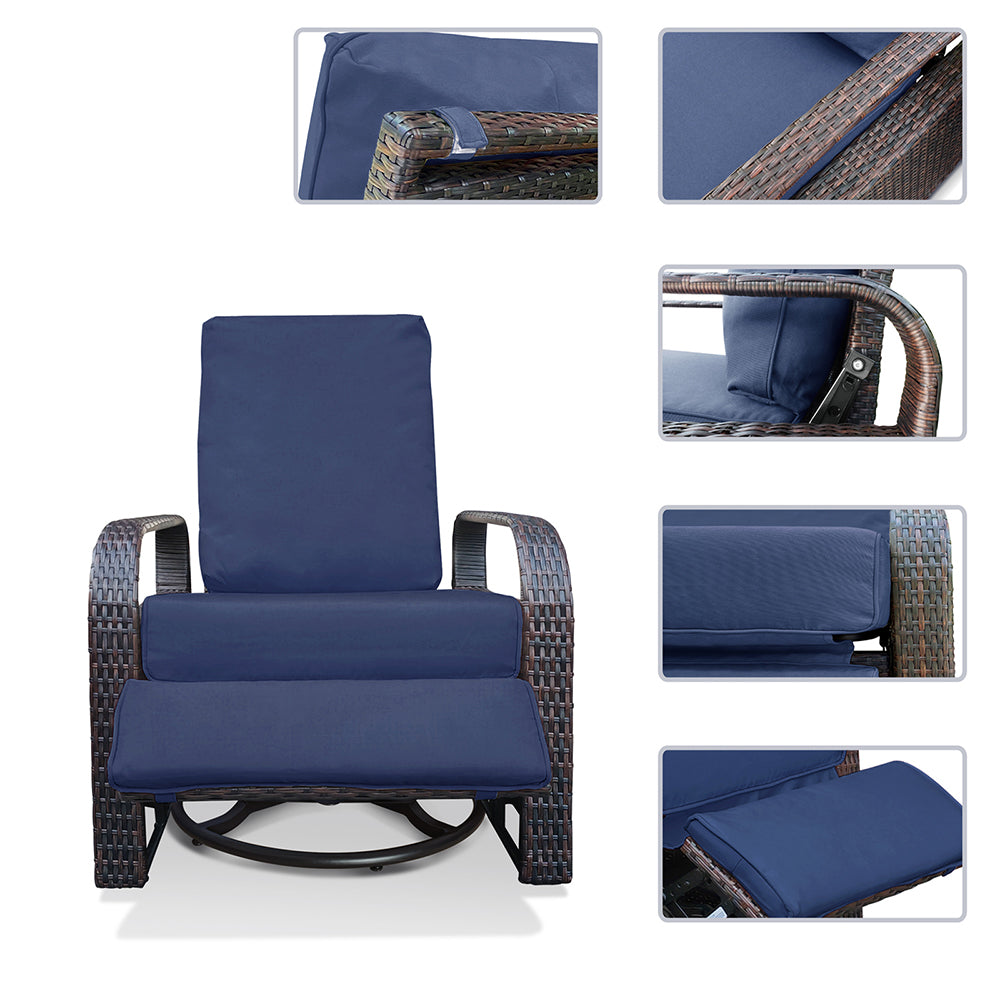 Outdoor Wicker Swivel Recliner / 360-Degree Swivel Recliner Lounge Chair/ Patio Furniture Chair