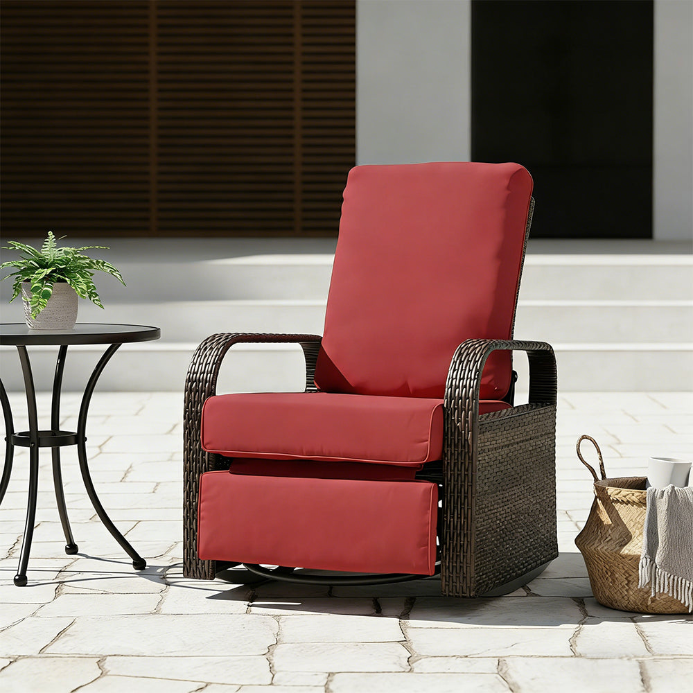 Arttoreal Outdoor Wicker Swivel Recliner Chair, 360° Rotating Patio Recliner