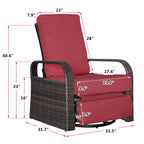 Arttoreal Outdoor Wicker Swivel Recliner Chair, 360° Rotating Patio Recliner