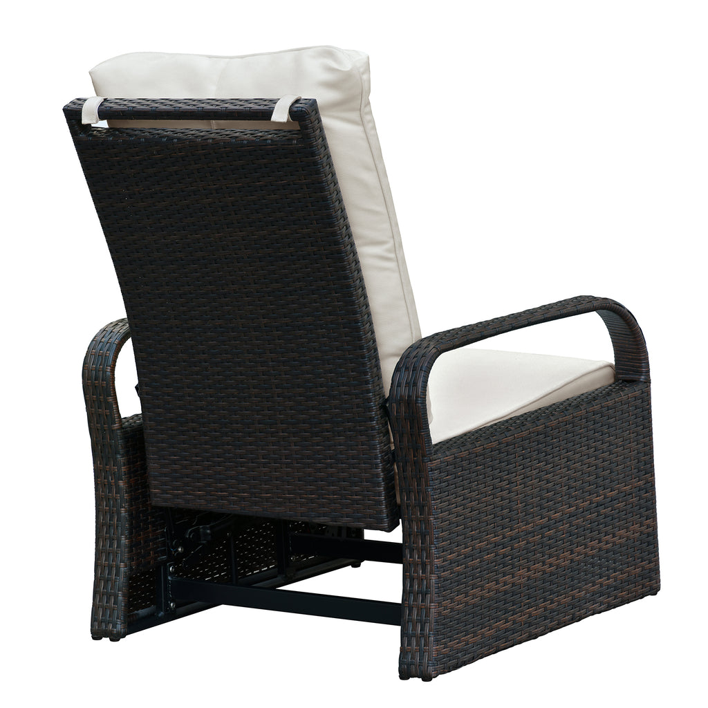 Arttoreal Outdoor Recliner Lounge Chair for Patio & Poolside – Premium Wicker Rattan Chair with Cushion and Adjustable Backrest(350 lbs Capacity)