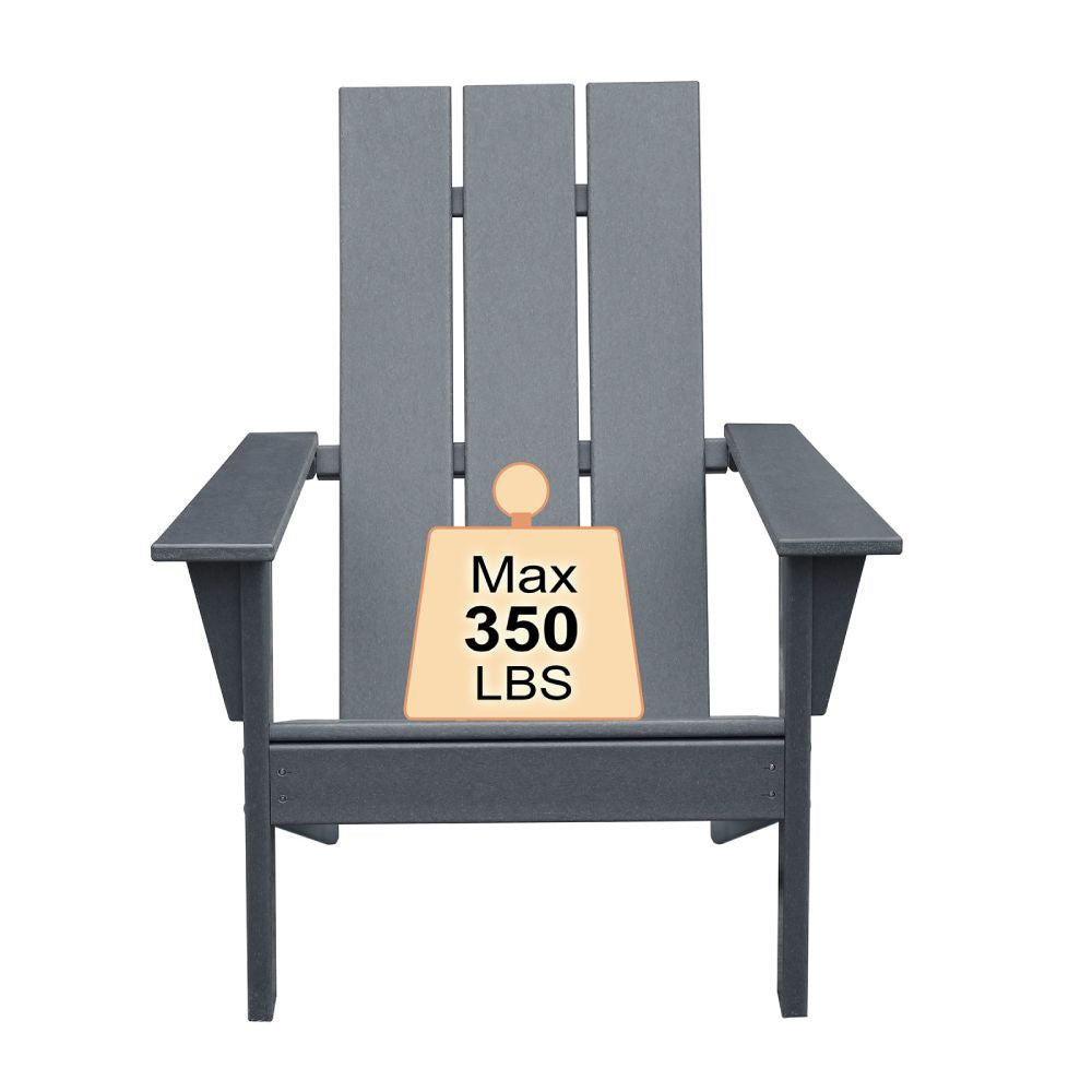 Adirondack Chair Lounger, Patio Chair HDPE Recliner Weather Resistant, Fire Pit Seating High Back for Outdoor, Backyard, Garden, Deck, Lawn, Gray