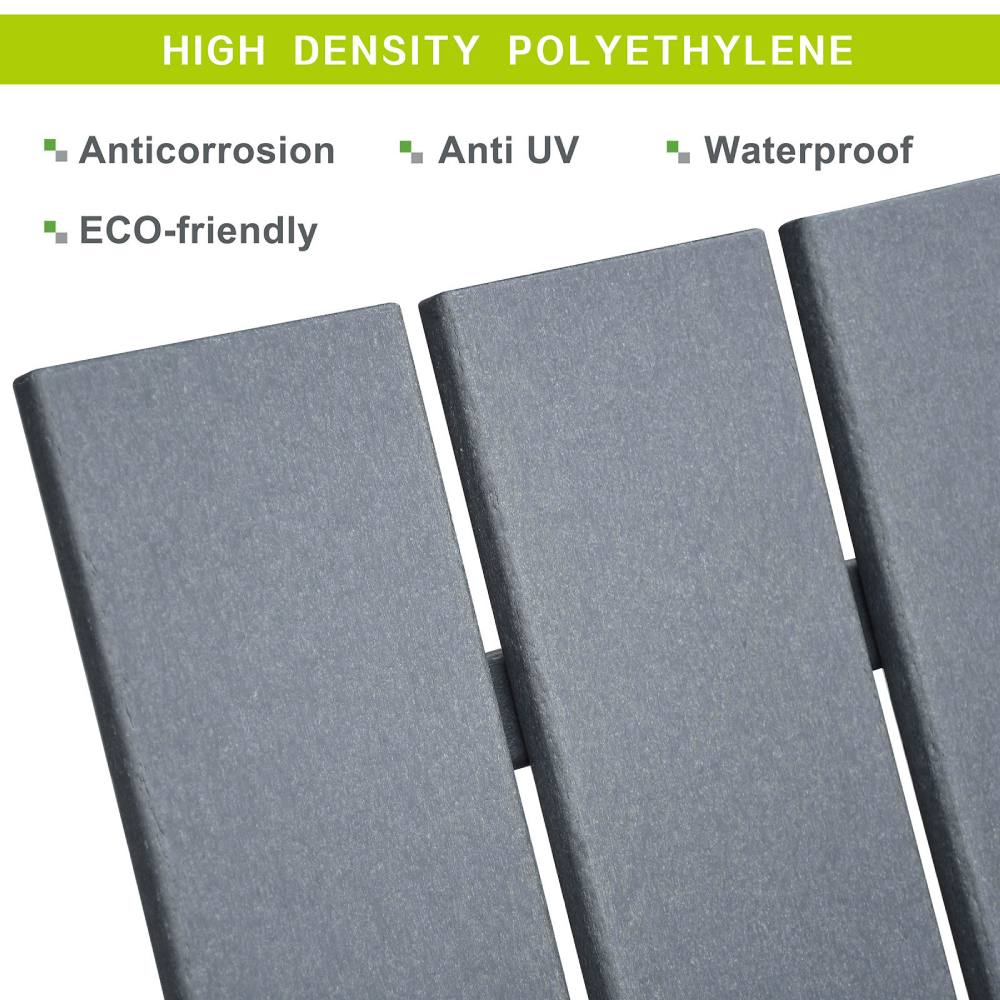 Adirondack Chair Set of 3 with Table, HDPE Weather-Resistant Patio Chair Fire Pit Chair for Outdoor, Backyard, Garden, Deck, Dark Gray