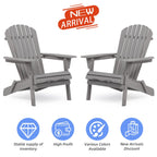 2 Pcs Wooden Folding Adirondack Chair / Fire Pit Wood Chair Set of 2 for Garden,Garden, Lawn, Backyard, Deck, Pool Side, Fire Pit