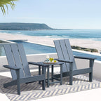 Adirondack Chair Set of 3 with Table, HDPE Weather-Resistant Patio Chair Fire Pit Chair for Outdoor, Backyard, Garden, Deck, Dark Gray