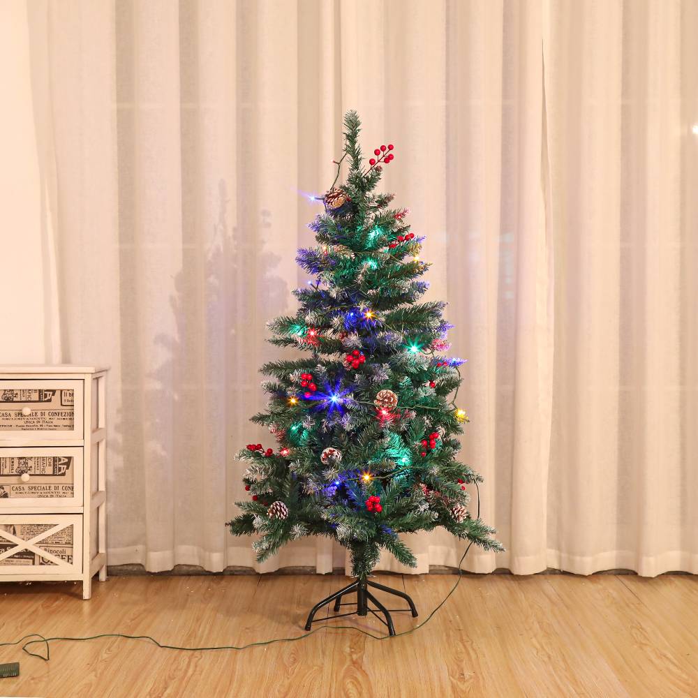 4ft Artificial Christmas Tree / Full Xmas Trees with 30 LED, 308 Branch Tips Metal Hinges & Foldable Base for Holiday Home Office Party Decoration