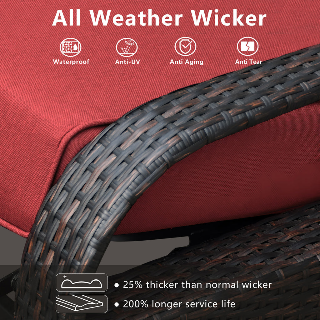 Arttoreal Outdoor Recliner Lounge Chair for Patio & Poolside – Premium Wicker Rattan Chair with Cushion and Adjustable Backrest(350 lbs Capacity)