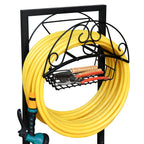 Arttoreal Freestanding Garden Hose Holder, Metal Water Hose Stand with 4 Ground Stakes, Detachable Storage Rack for Yard Lawn Patio