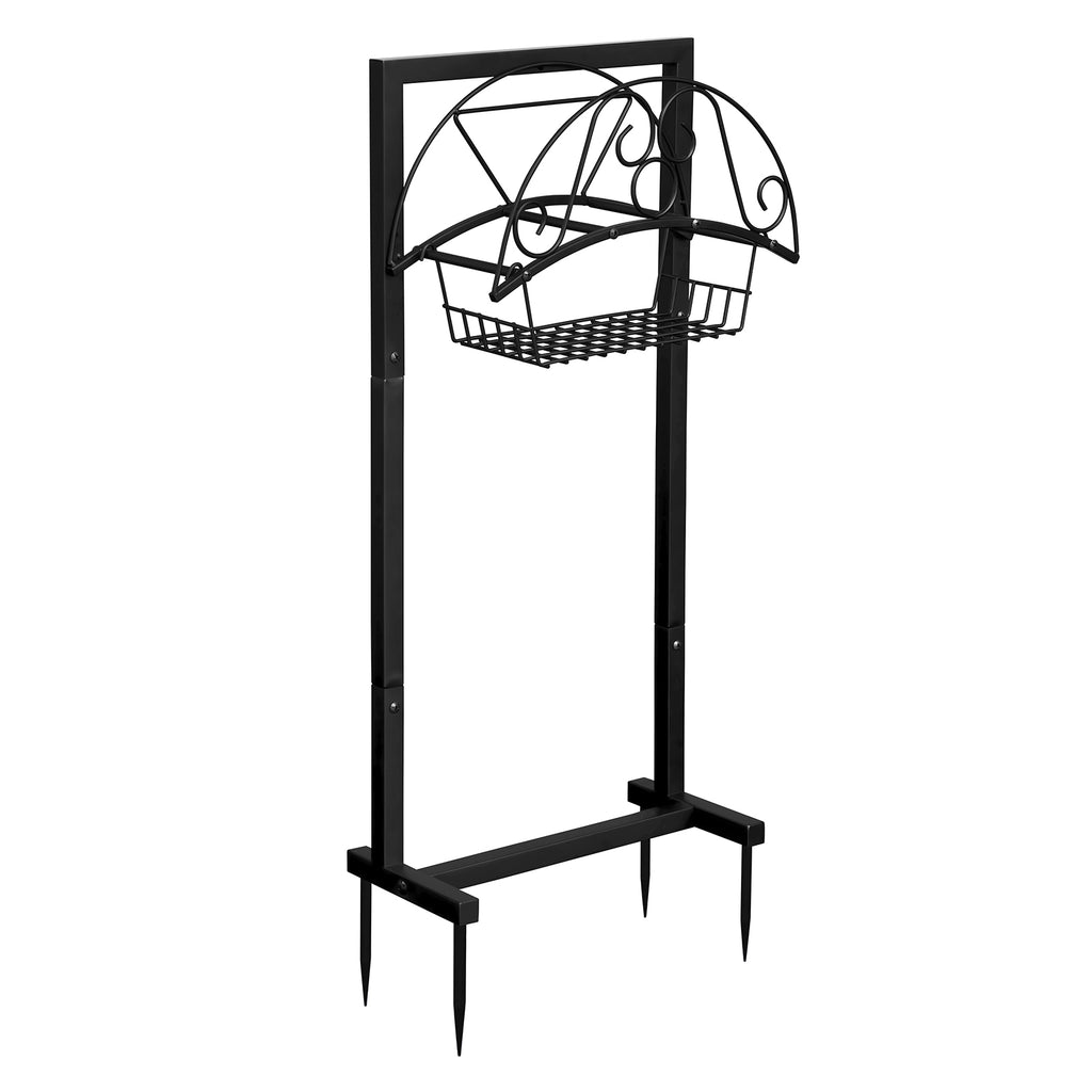 Arttoreal Freestanding Garden Hose Holder, Metal Water Hose Stand with 4 Ground Stakes, Detachable Storage Rack for Yard Lawn Patio
