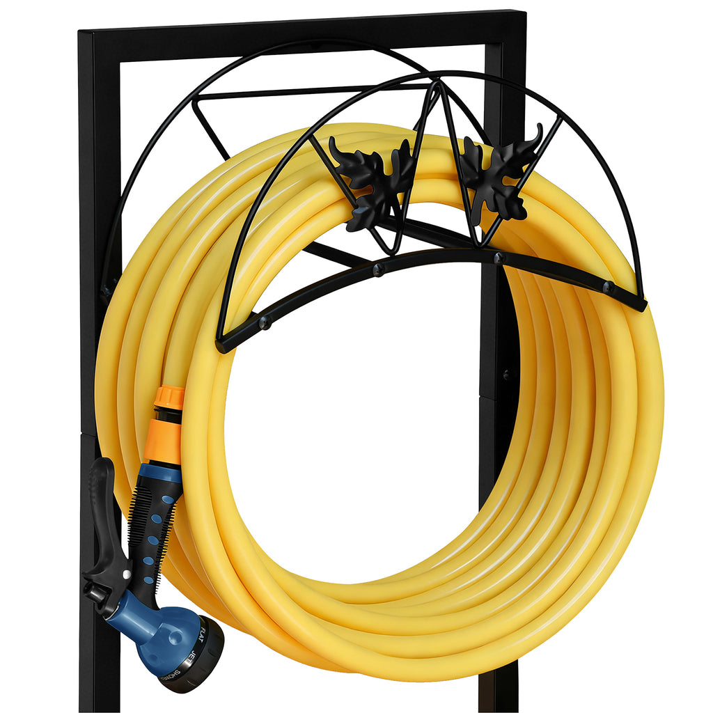 Arttoreal Freestanding Garden Hose Holder, Metal Water Hose Stand with 4 Ground Stakes, Detachable Storage Rack for Yard Lawn Patio