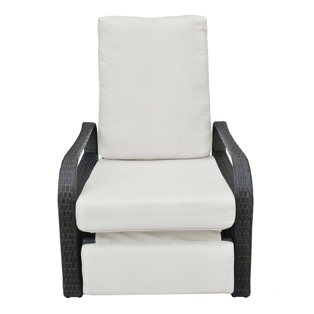 Arttoreal Outdoor Recliner Lounge Chair for Patio & Poolside – Premium Wicker Rattan Chair with Cushion and Adjustable Backrest(350 lbs Capacity)