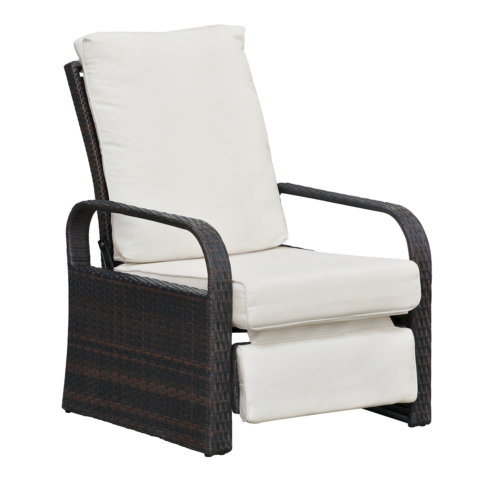 Arttoreal Outdoor Recliner Lounge Chair for Patio & Poolside – Premium Wicker Rattan Chair with Cushion and Adjustable Backrest(350 lbs Capacity)