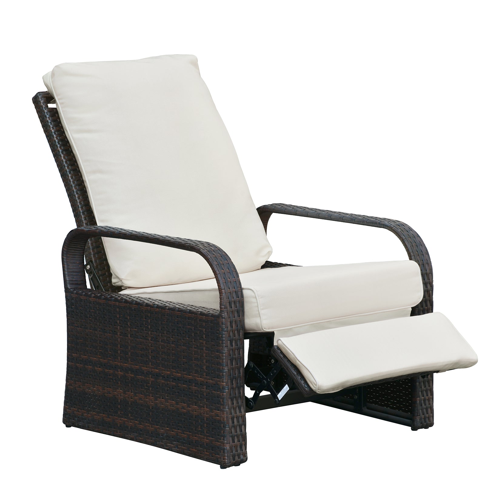 Arttoreal Outdoor Recliner Lounge Chair for Patio & Poolside – Premium Wicker Rattan Chair with Cushion and Adjustable Backrest(350 lbs Capacity)