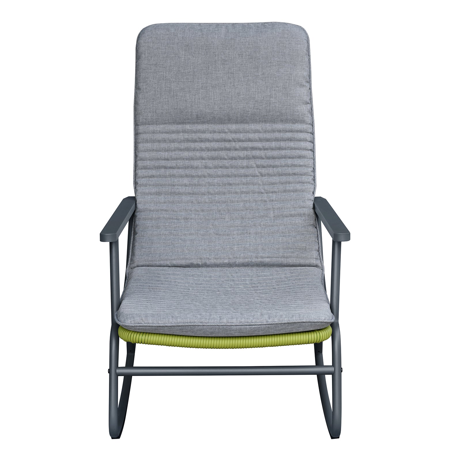 Arttoreal 3-Piece Patio Rocking Chair Bistro Set, Heavy Duty 330 LBS Rocking Chairs with 17.3" Side Table, Gray Cushion & Green Wicker for Garden, Balcony