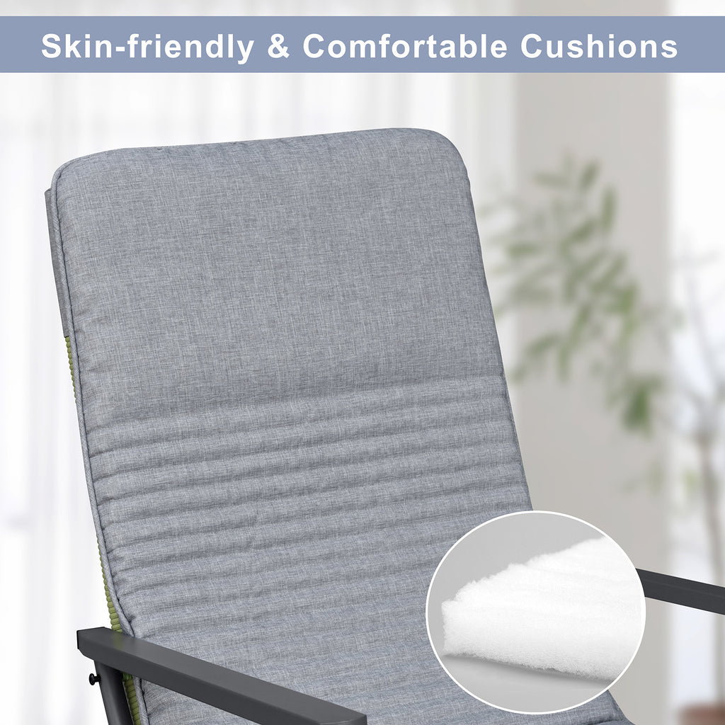 Arttoreal 3-Piece Patio Rocking Chair Bistro Set, Heavy Duty 330 LBS Rocking Chairs with 17.3" Side Table, Gray Cushion & Green Wicker for Garden, Balcony