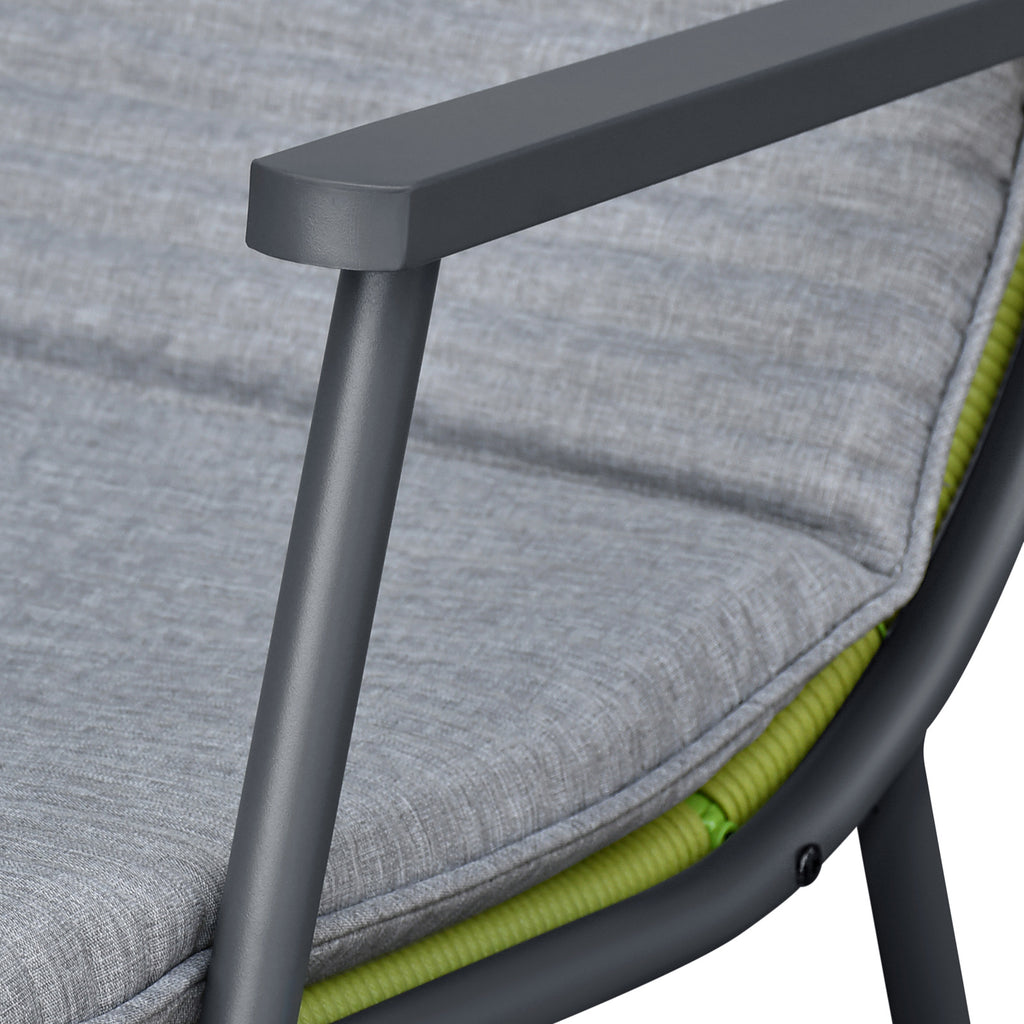 Arttoreal 3-Piece Patio Rocking Chair Bistro Set, Heavy Duty 330 LBS Rocking Chairs with 17.3" Side Table, Gray Cushion & Green Wicker for Garden, Balcony