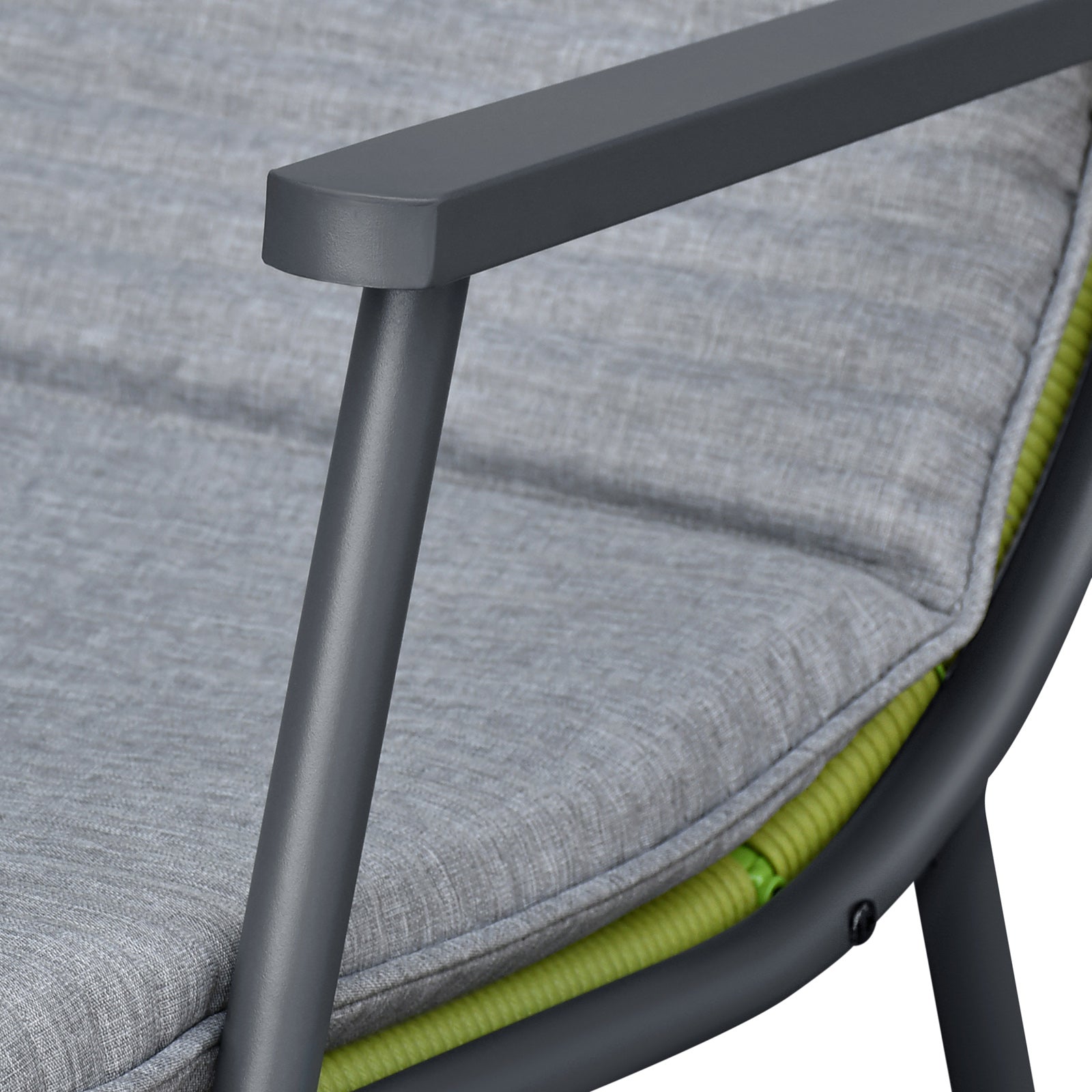 Arttoreal 3-Piece Patio Rocking Chair Bistro Set, Heavy Duty 330 LBS Rocking Chairs with 17.3" Side Table, Gray Cushion & Green Wicker for Garden, Balcony