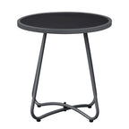 Arttoreal  Outdoor Side Table, 17.3" Round Glass Top Patio End Table, 17.7" Height with Metal Frame for Backyard, Deck, Balcony