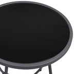 Arttoreal  Outdoor Side Table, 17.3" Round Glass Top Patio End Table, 17.7" Height with Metal Frame for Backyard, Deck, Balcony