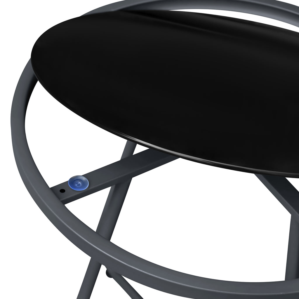 Arttoreal  Outdoor Side Table, 17.3" Round Glass Top Patio End Table, 17.7" Height with Metal Frame for Backyard, Deck, Balcony