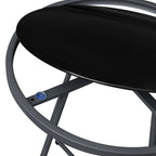 Arttoreal  Outdoor Side Table, 17.3" Round Glass Top Patio End Table, 17.7" Height with Metal Frame for Backyard, Deck, Balcony